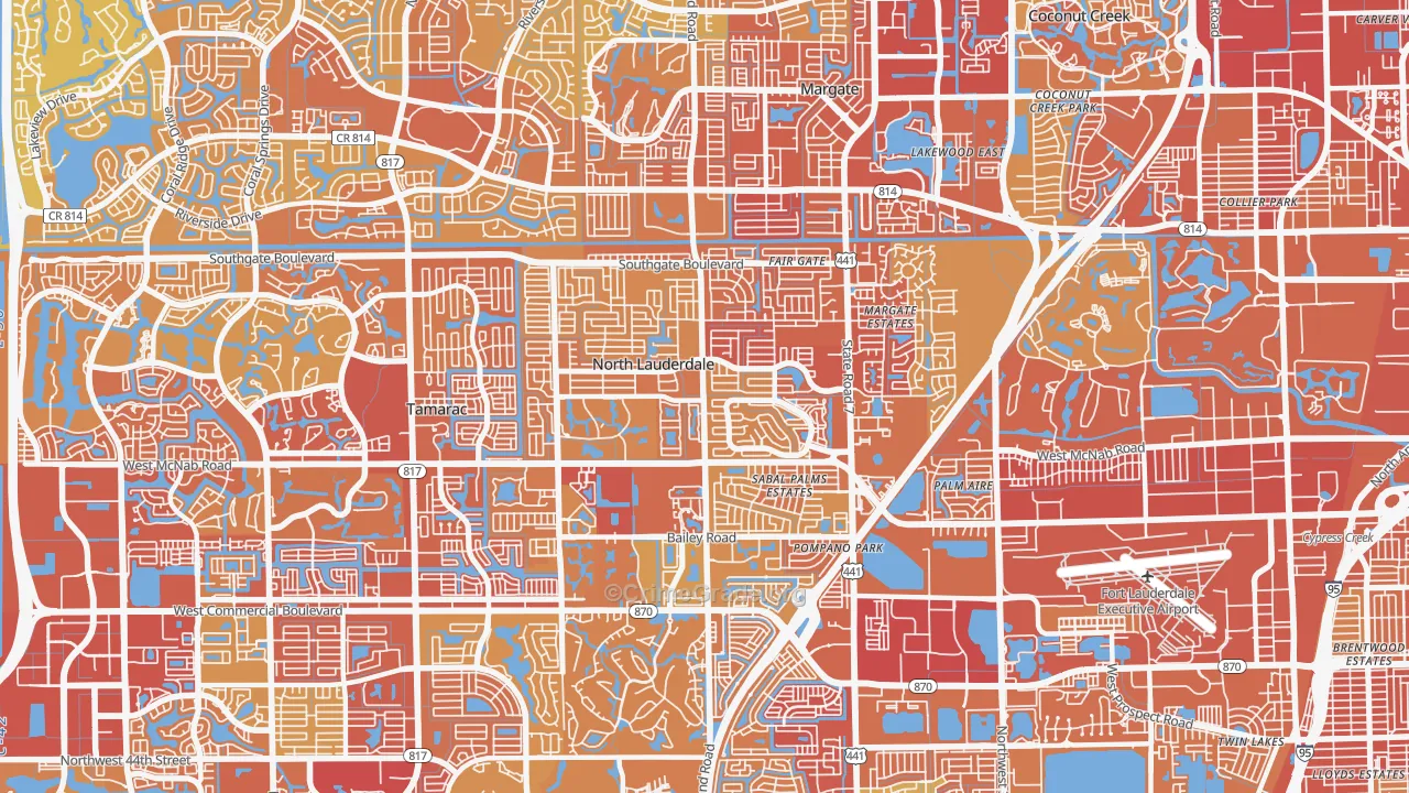 33068, FL Map of Vehicle Theft Rates