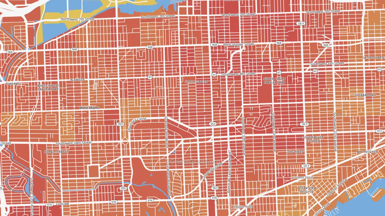 33134, FL Map of Vehicle Theft Rates