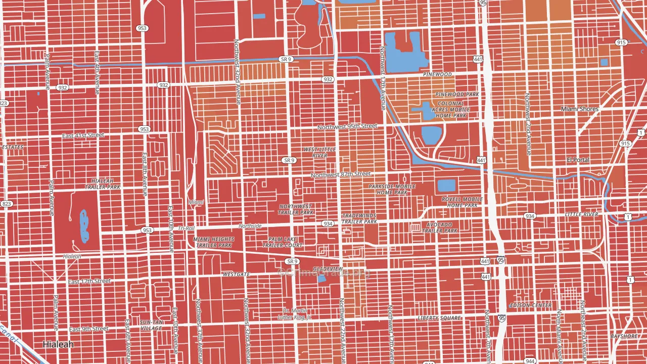 33147, FL Map of Vehicle Theft Rates