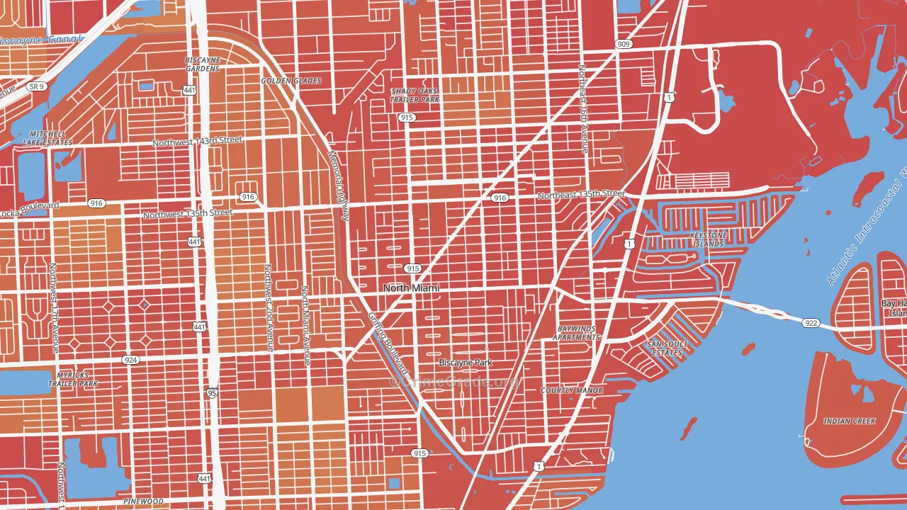 33161, FL Map of Vehicle Theft Rates