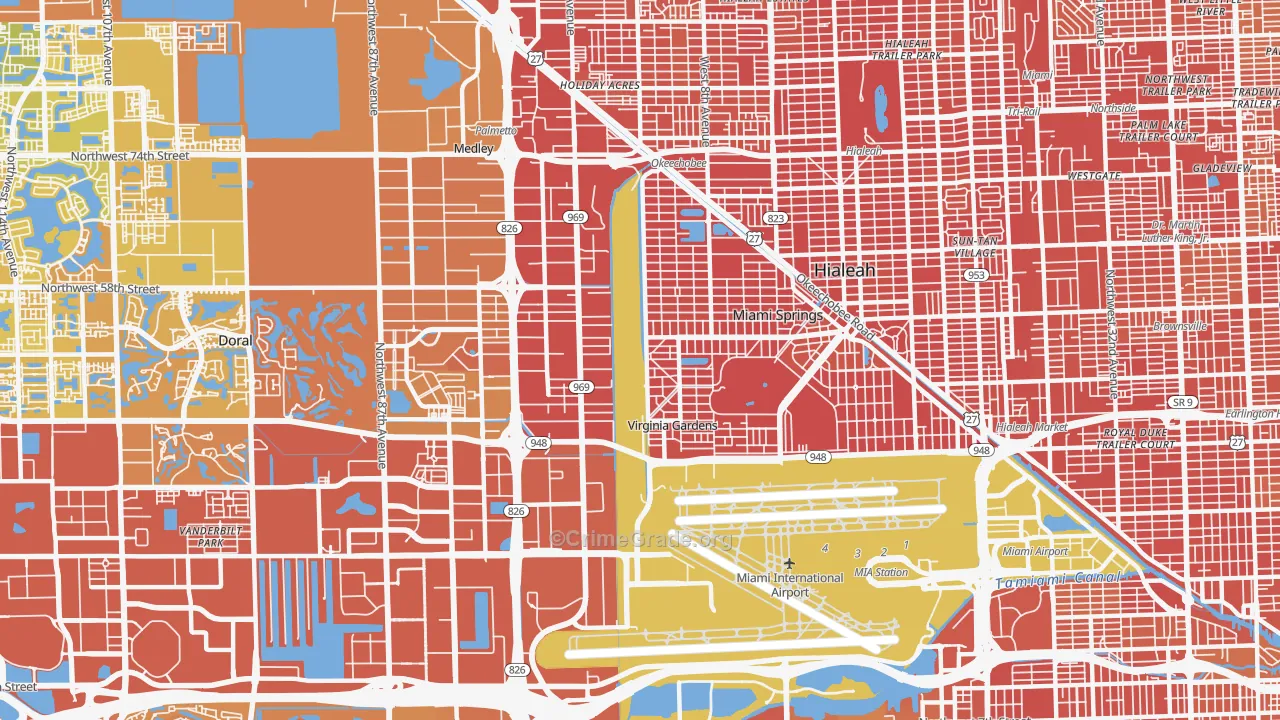 33166, FL Map of Vehicle Theft Rates