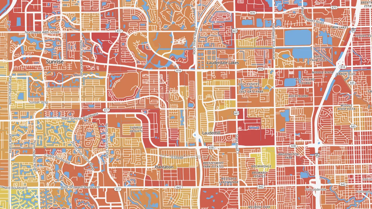 33313, FL Map of Vehicle Theft Rates