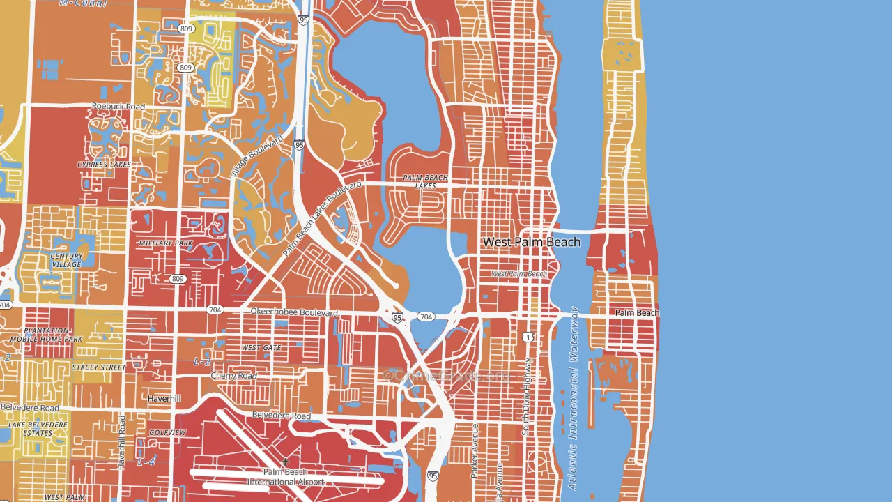33401, FL Map of Vehicle Theft Rates