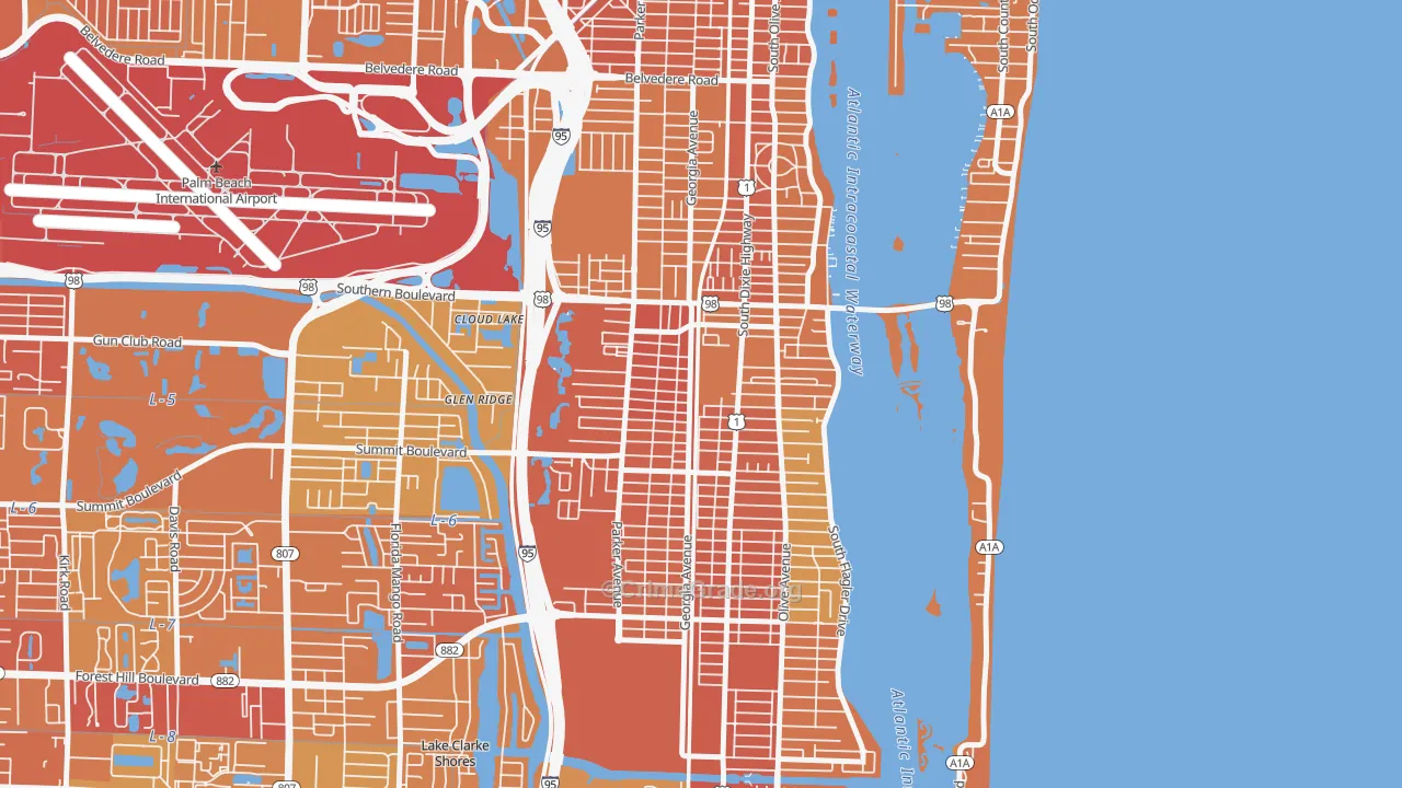 33405, FL Map of Vehicle Theft Rates