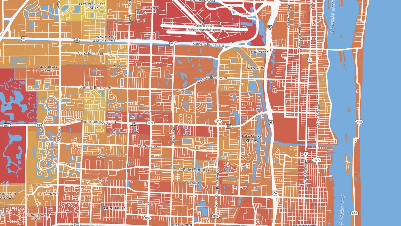 33406, FL Map of Vehicle Theft Rates