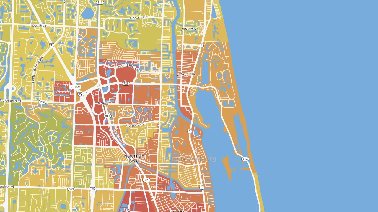 33408, FL Map of Vehicle Theft Rates