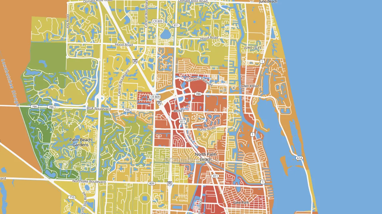 33410, FL Map of Vehicle Theft Rates