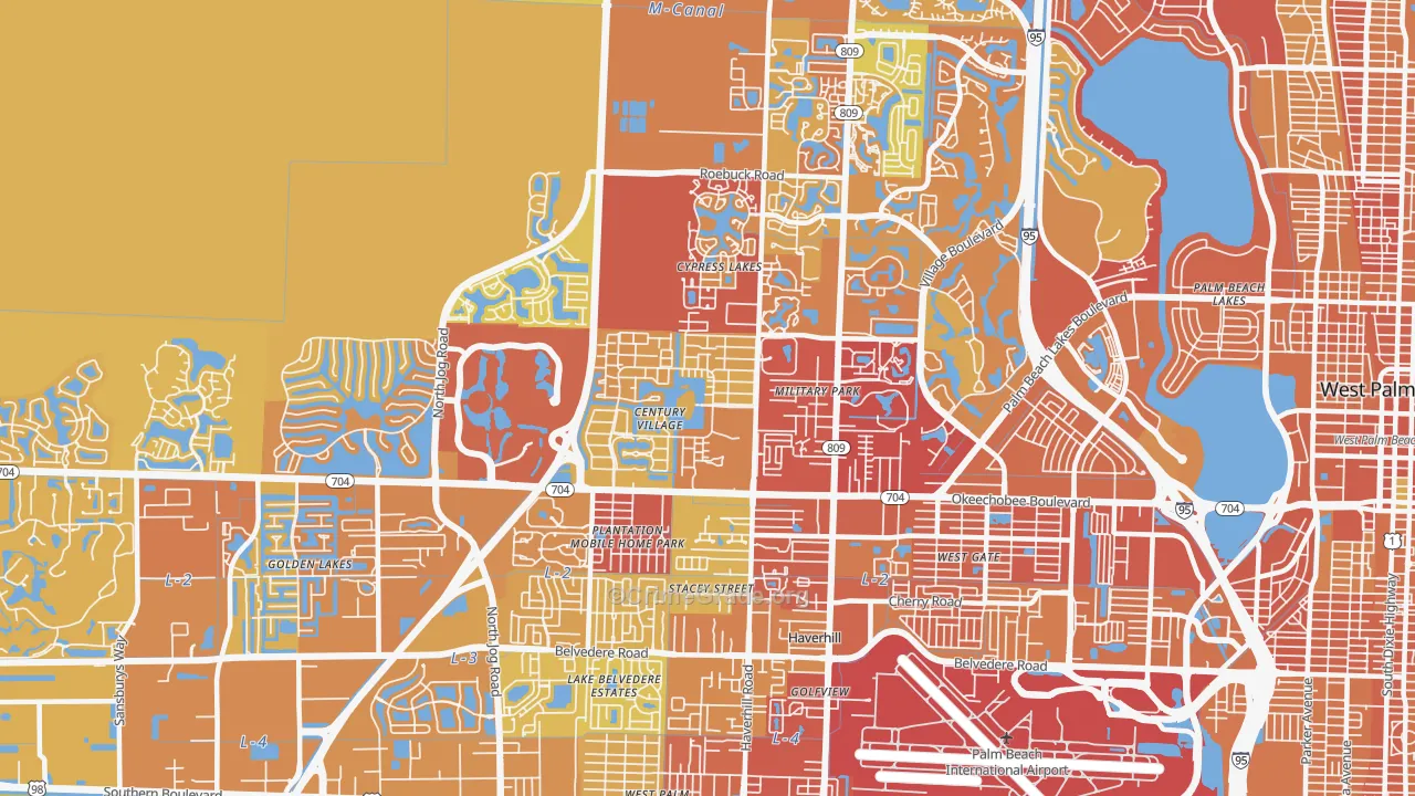 33417, FL Map of Vehicle Theft Rates