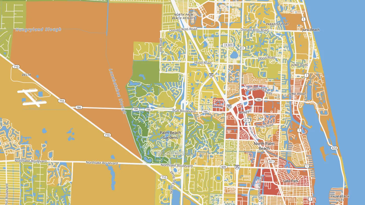 33418, FL Map of Vehicle Theft Rates