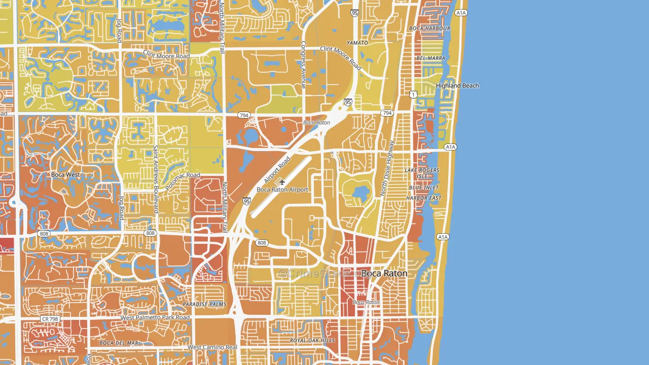33431, FL Map of Vehicle Theft Rates