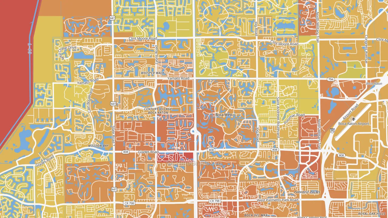 33434, FL Map of Vehicle Theft Rates