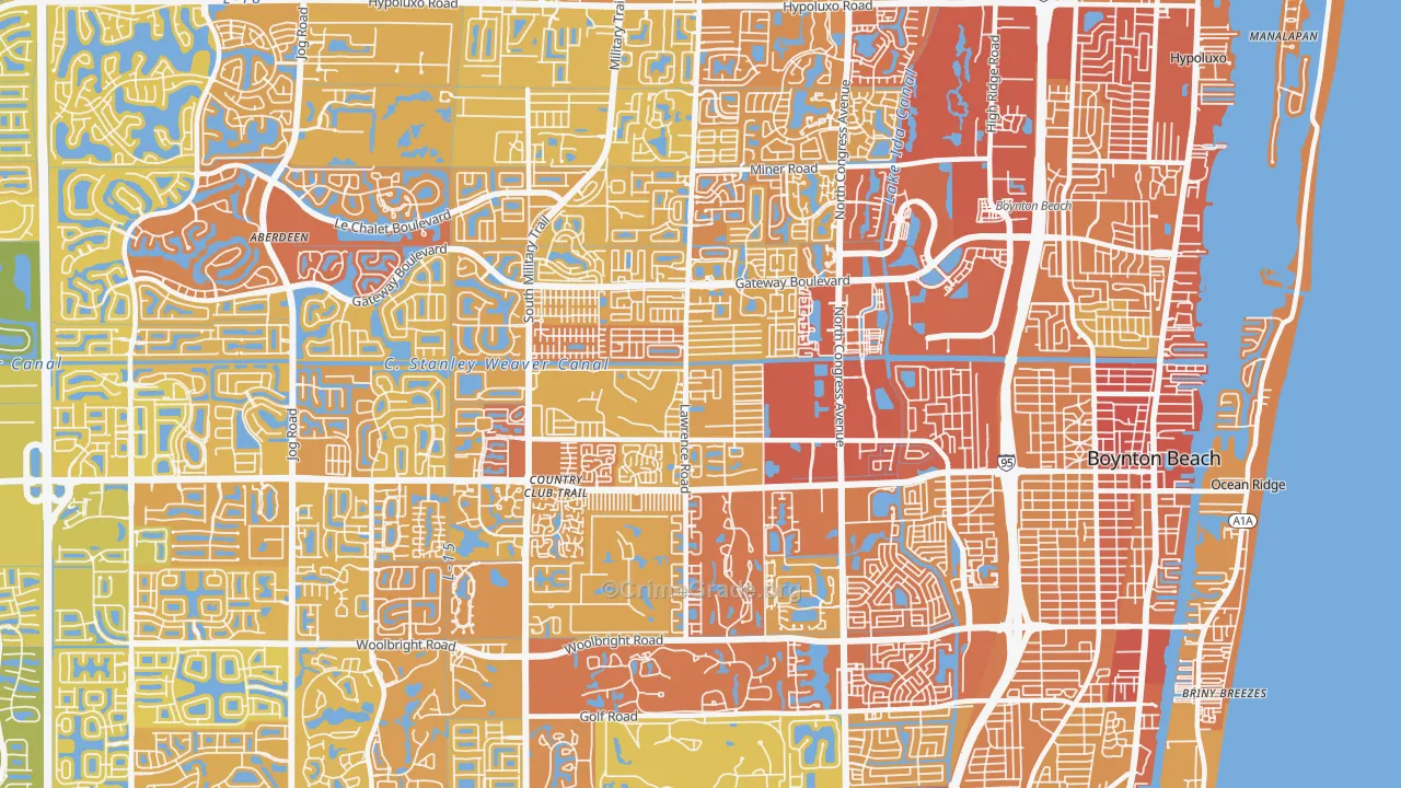33436, FL Map of Vehicle Theft Rates