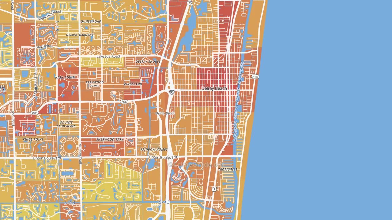 33444, FL Map of Vehicle Theft Rates