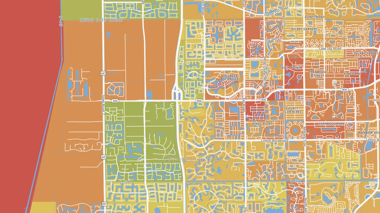 33446, FL Map of Vehicle Theft Rates