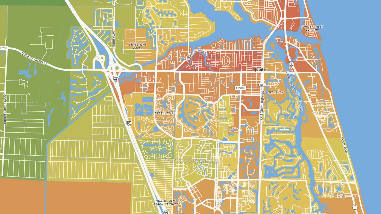 33458, FL Map of Vehicle Theft Rates