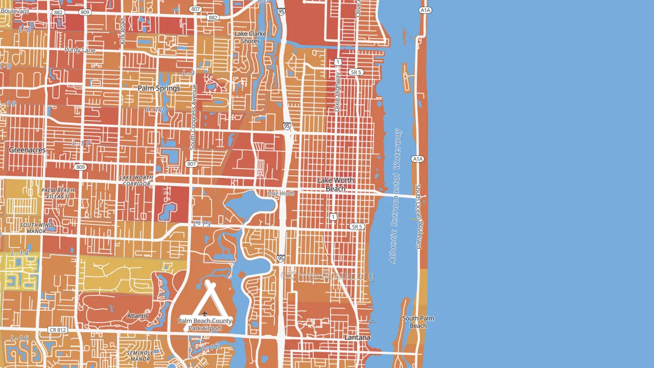 33460, FL Map of Vehicle Theft Rates