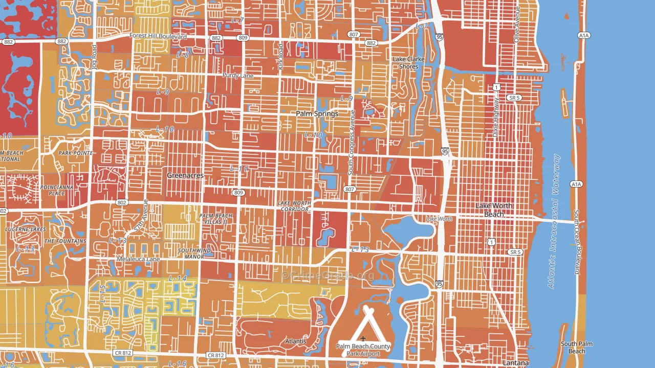 33461, FL Map of Vehicle Theft Rates