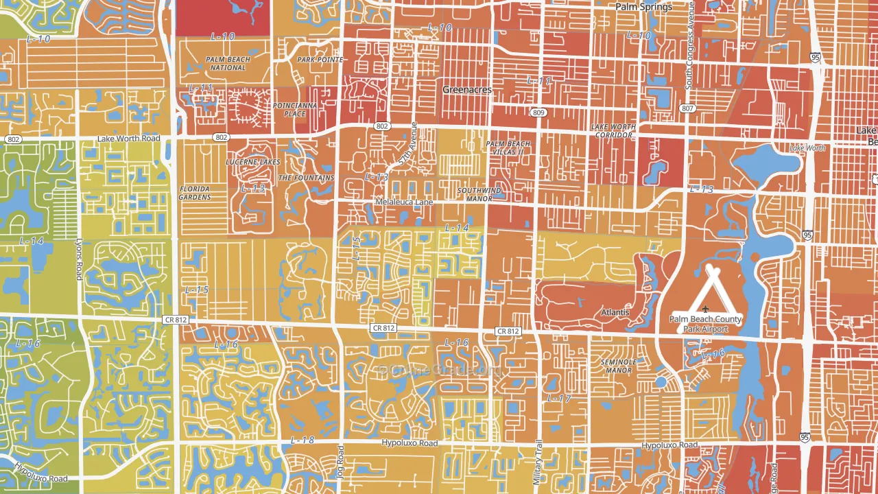 33463, FL Map of Vehicle Theft Rates