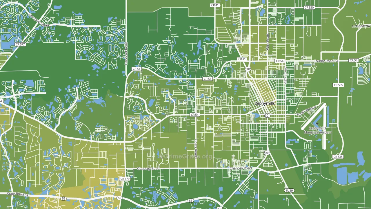 33541, FL Map of Vehicle Theft Rates