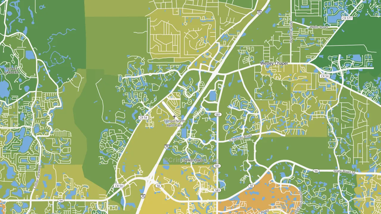 33544, FL Map of Vehicle Theft Rates