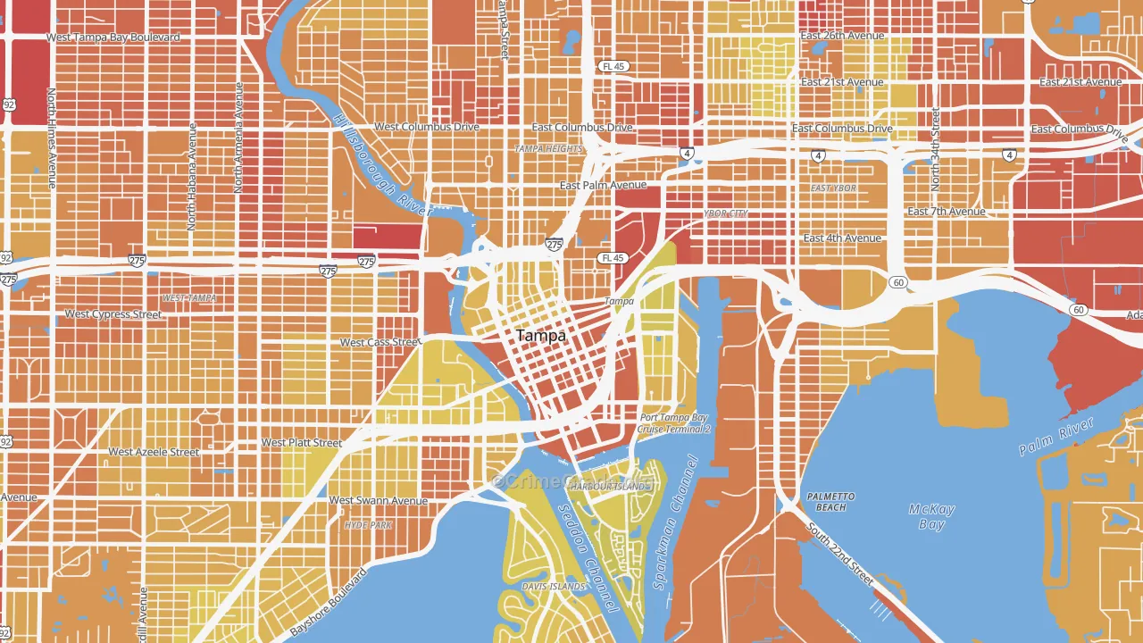 33602, FL Map of Vehicle Theft Rates