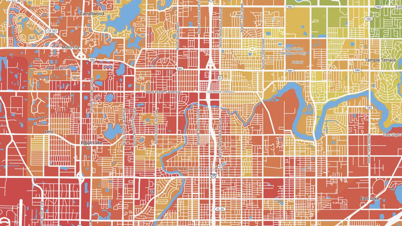 33604, FL Map of Vehicle Theft Rates