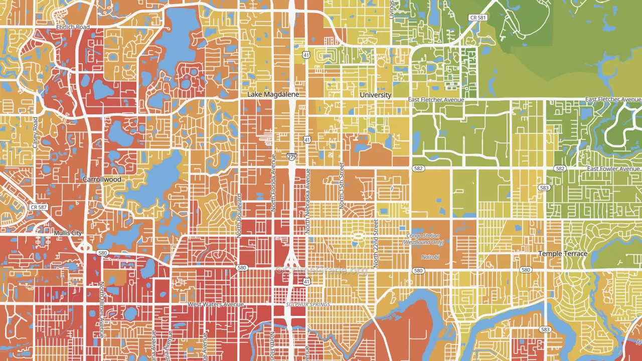 33612, FL Map of Vehicle Theft Rates