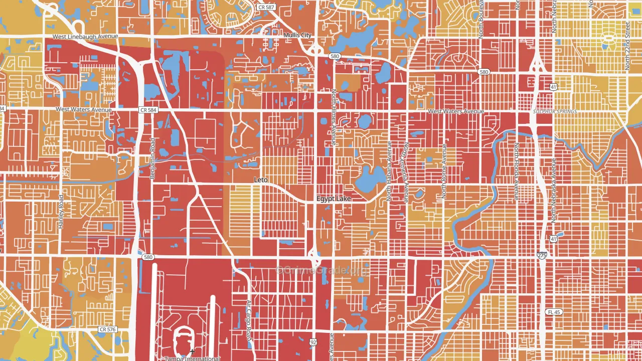 33614, FL Map of Vehicle Theft Rates