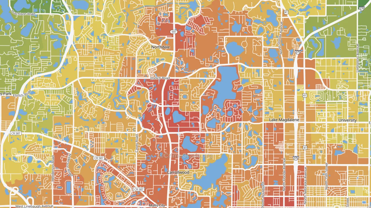 33618, FL Map of Vehicle Theft Rates