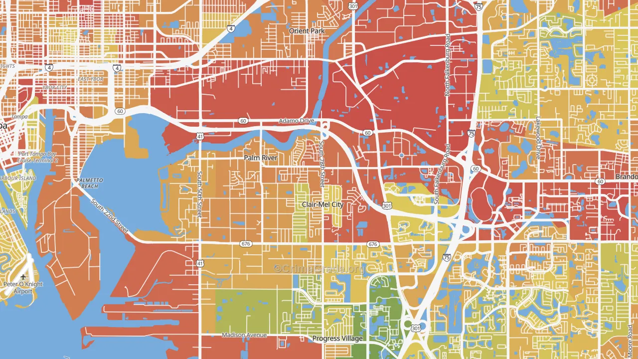 33619, FL Map of Vehicle Theft Rates