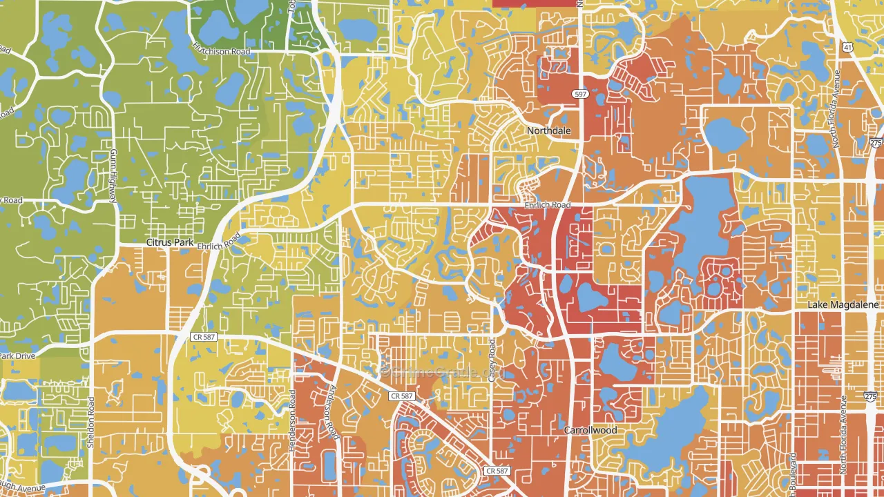 33624, FL Map of Vehicle Theft Rates
