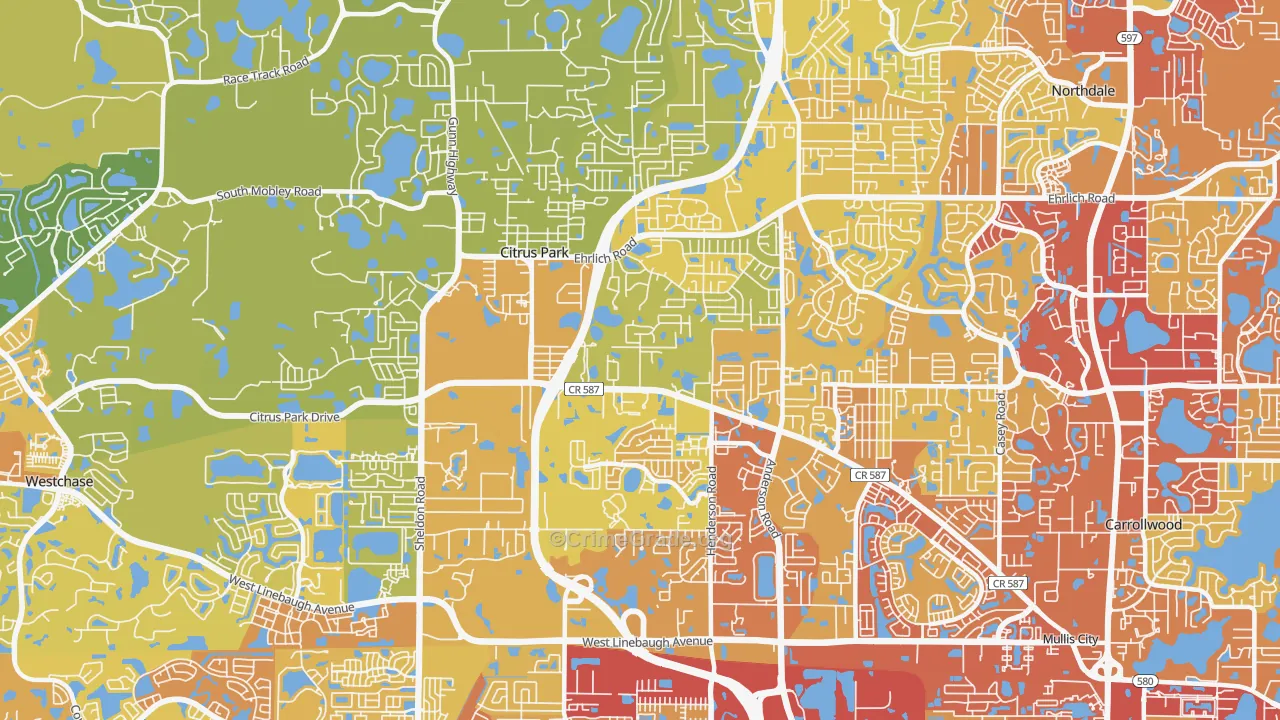 33625, FL Map of Vehicle Theft Rates