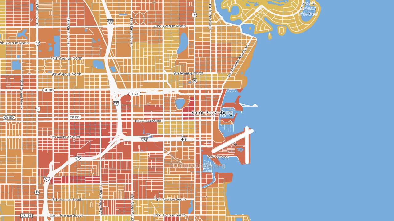 33701, FL Map of Vehicle Theft Rates