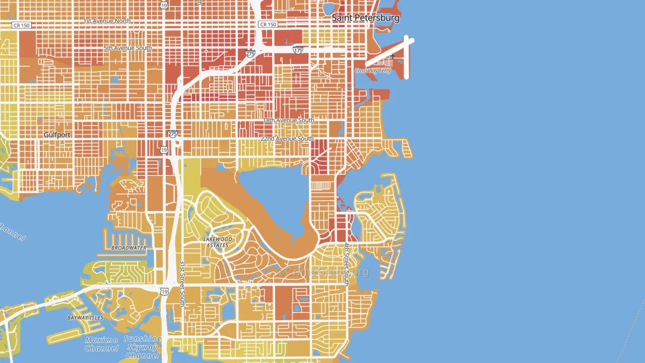 33705, FL Map of Vehicle Theft Rates