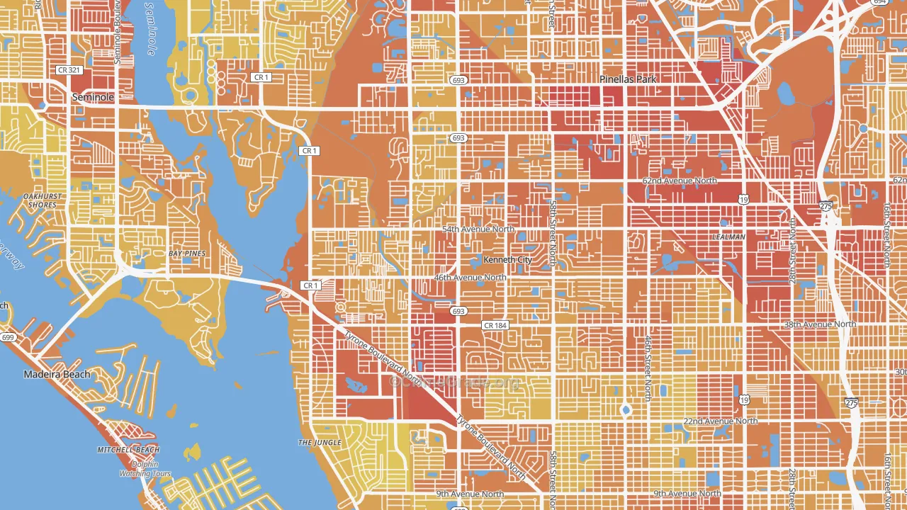 33709, FL Map of Vehicle Theft Rates