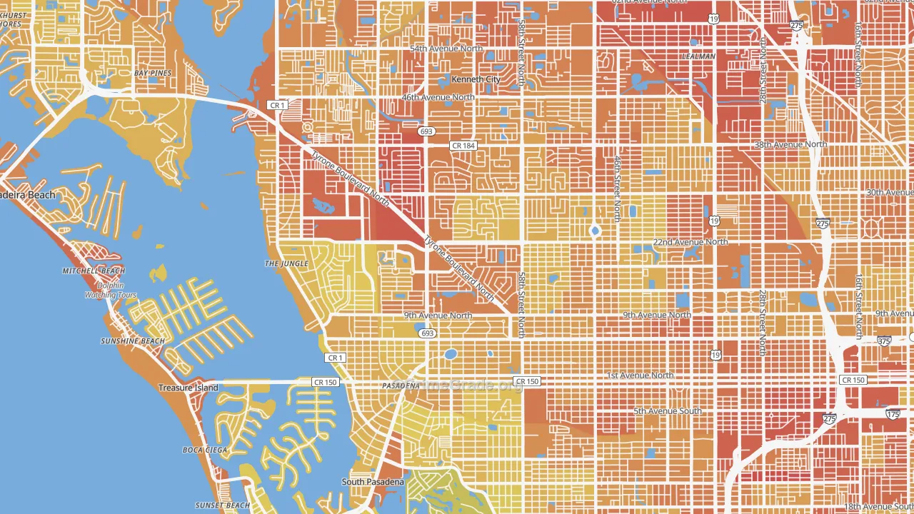 33710, FL Map of Vehicle Theft Rates