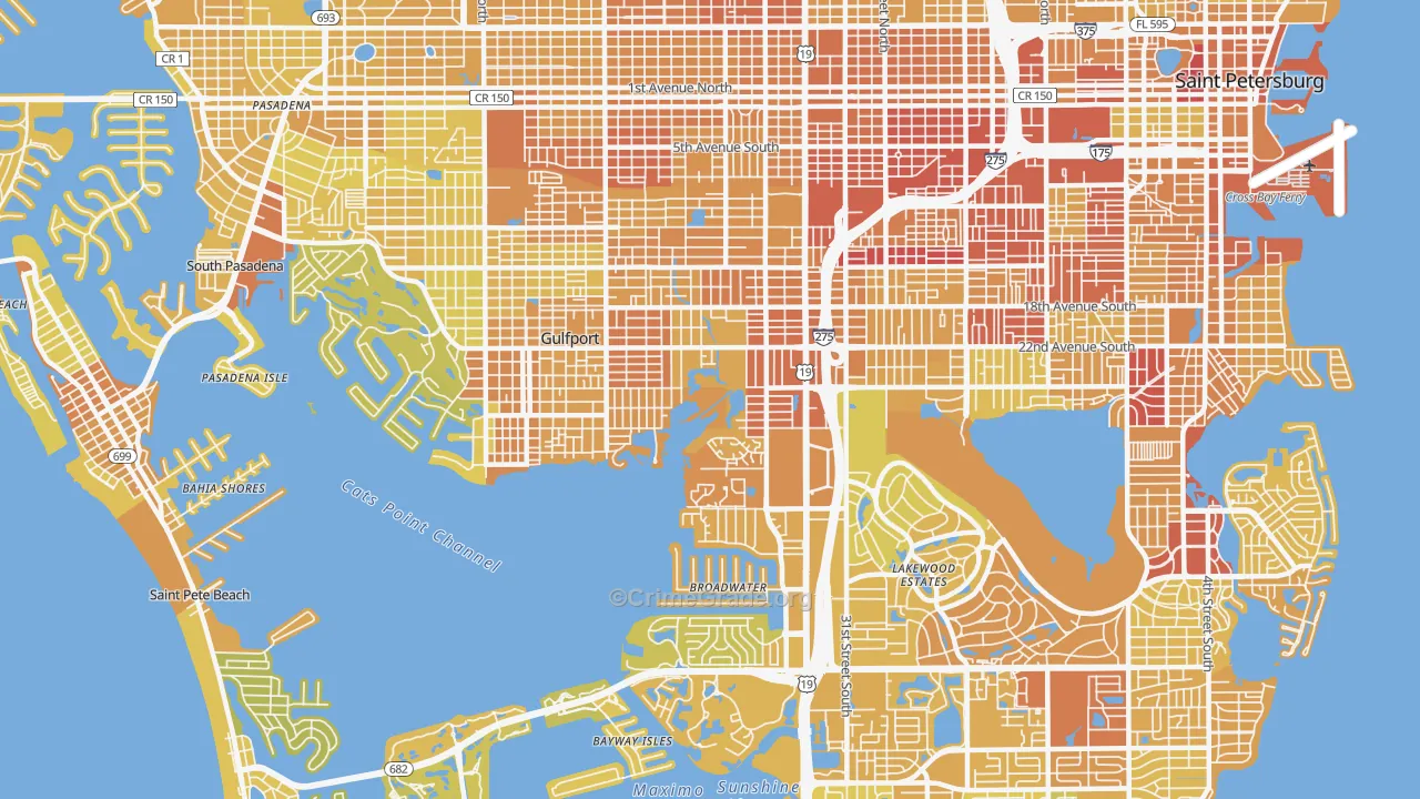 33711, FL Map of Vehicle Theft Rates