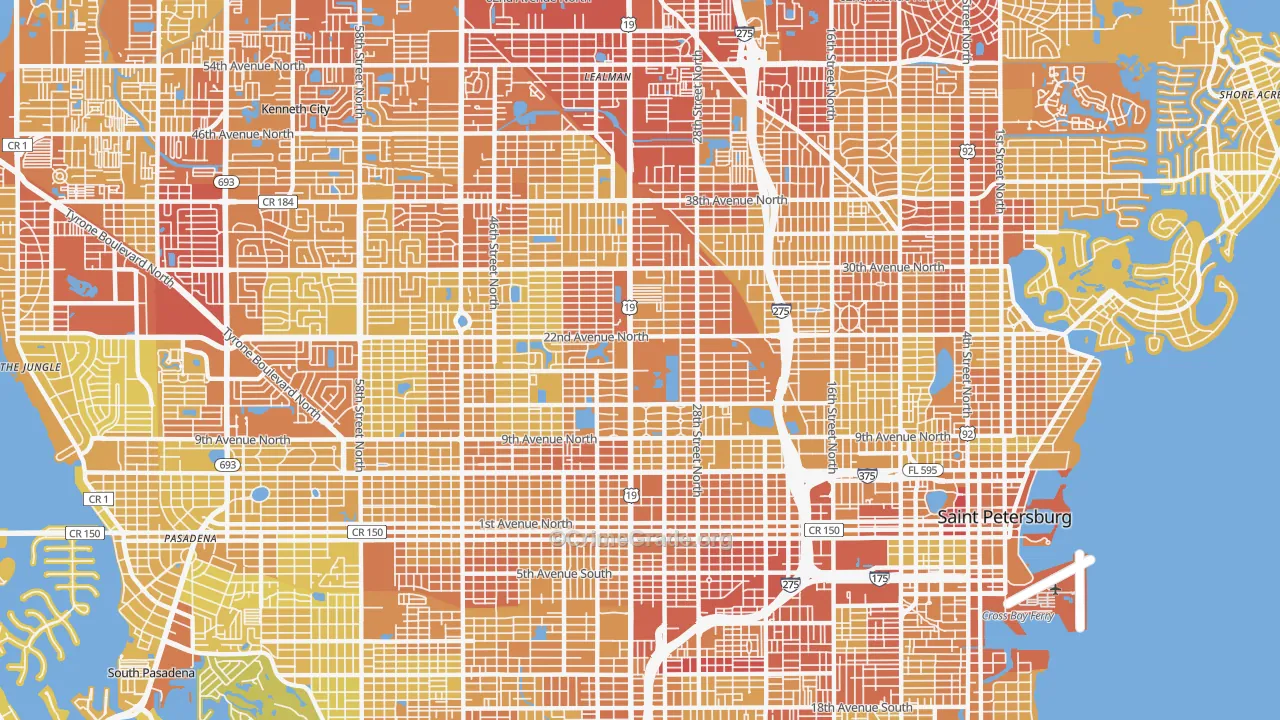 33713, FL Map of Vehicle Theft Rates