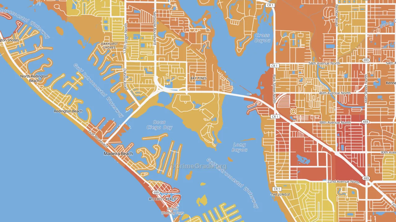 33744, FL Map of Vehicle Theft Rates