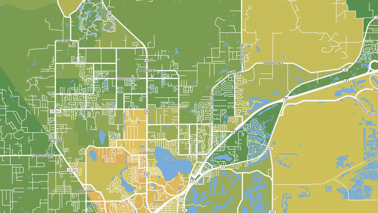 33809, FL Map of Vehicle Theft Rates