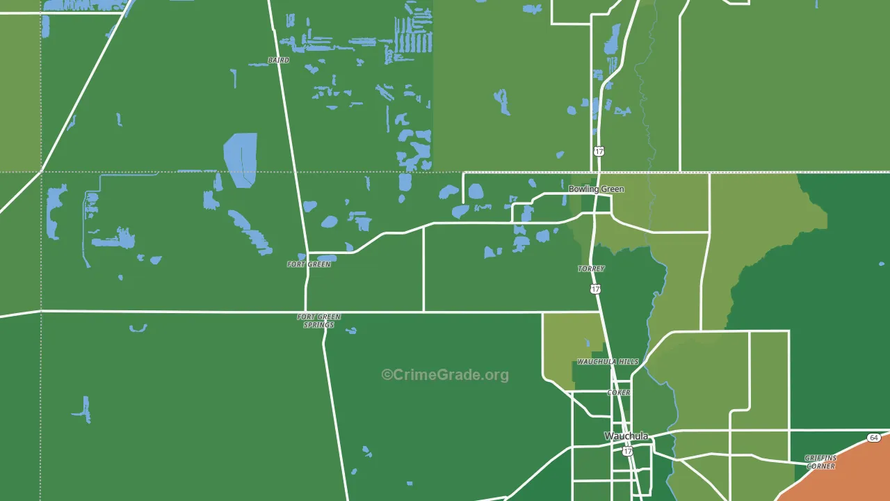33834, FL Map of Vehicle Theft Rates