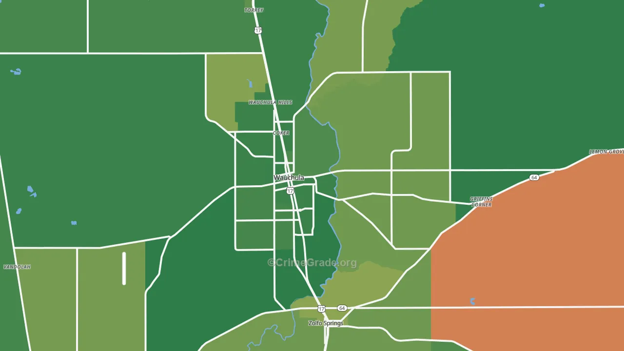 33873, FL Map of Vehicle Theft Rates