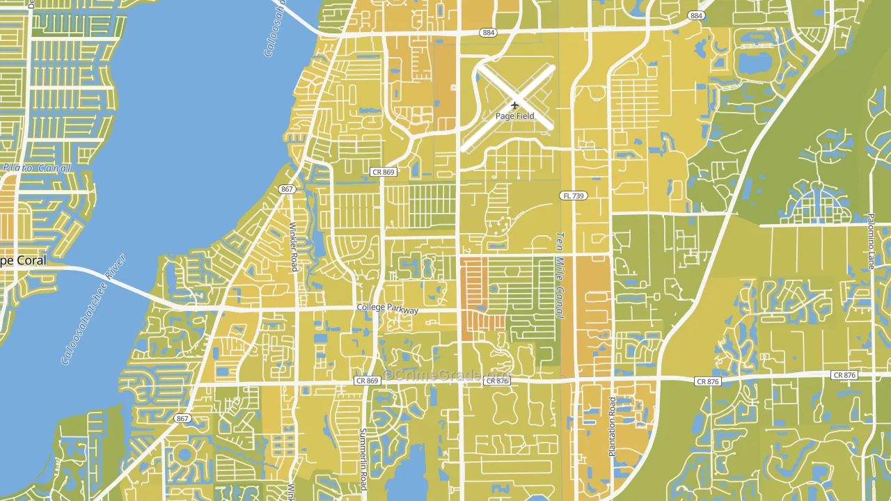33907, FL Map of Vehicle Theft Rates