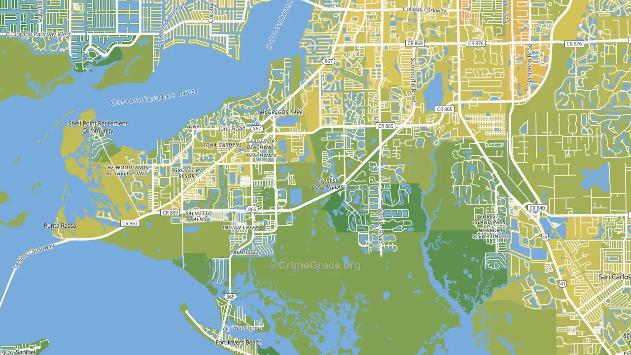 33908, FL Map of Vehicle Theft Rates