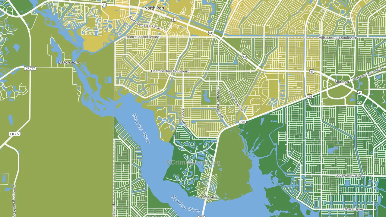 33953, FL Map of Vehicle Theft Rates