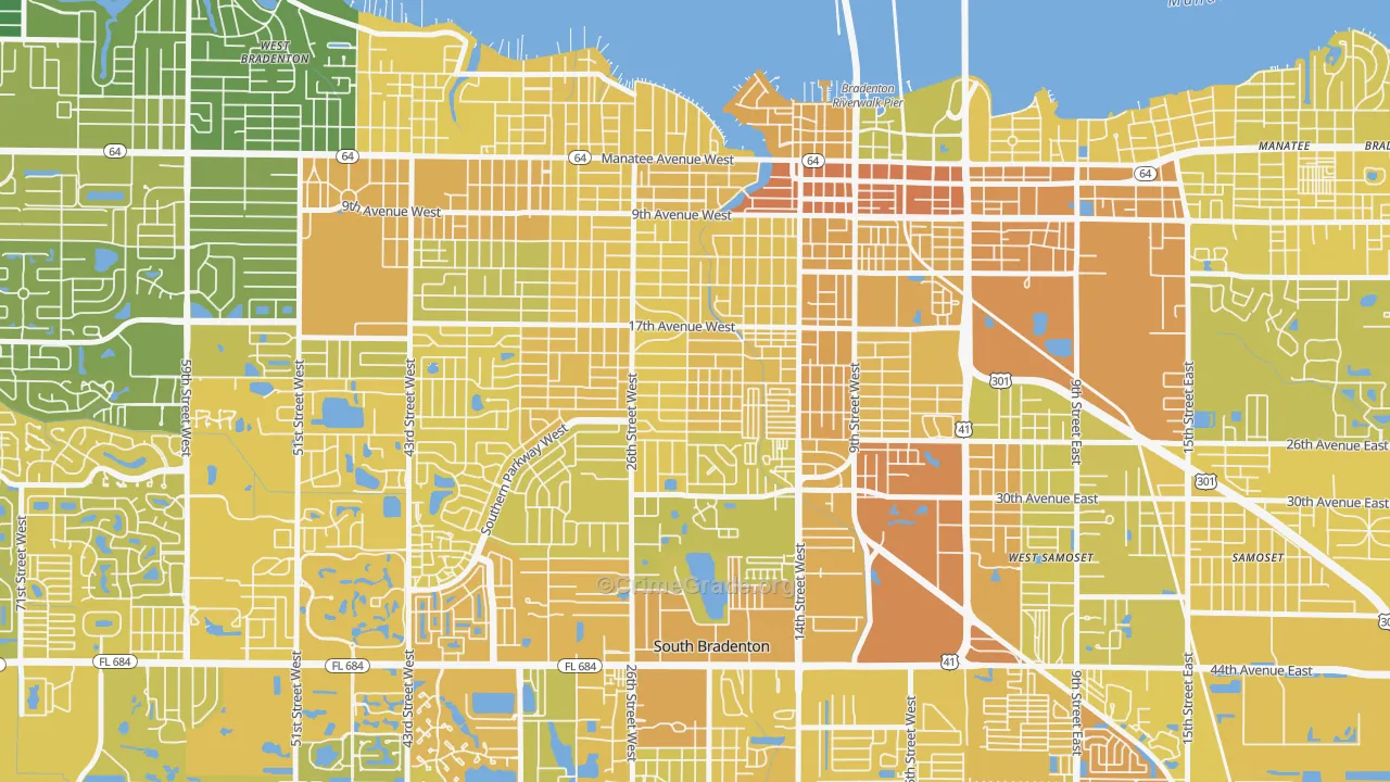 34205, FL Map of Vehicle Theft Rates