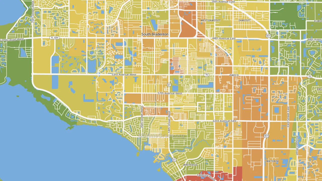 34207, FL Map of Vehicle Theft Rates