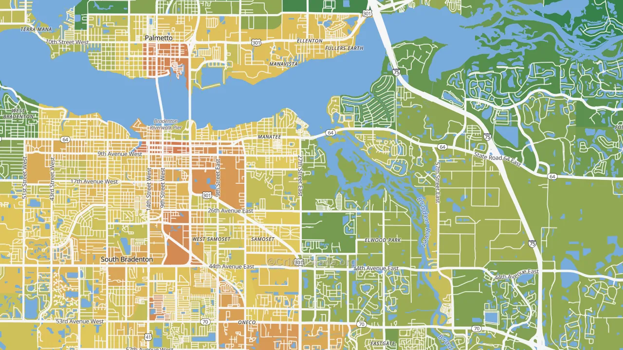 34208, FL Map of Vehicle Theft Rates