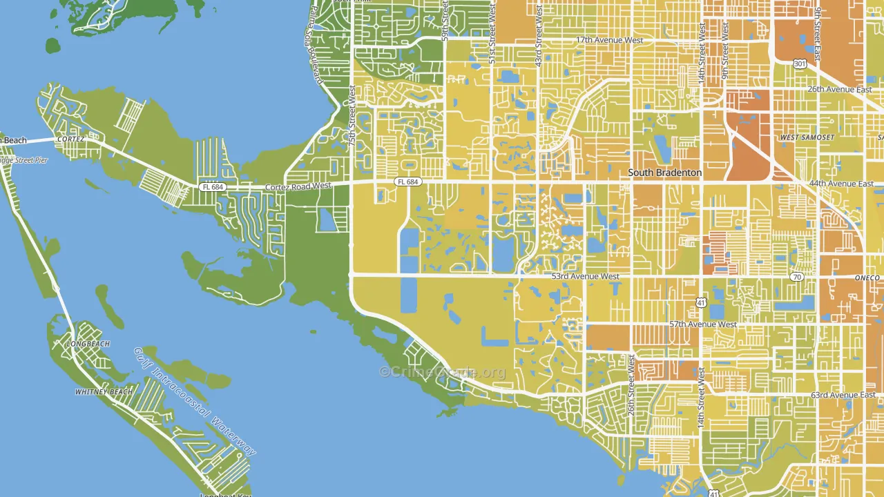 34210, FL Map of Vehicle Theft Rates