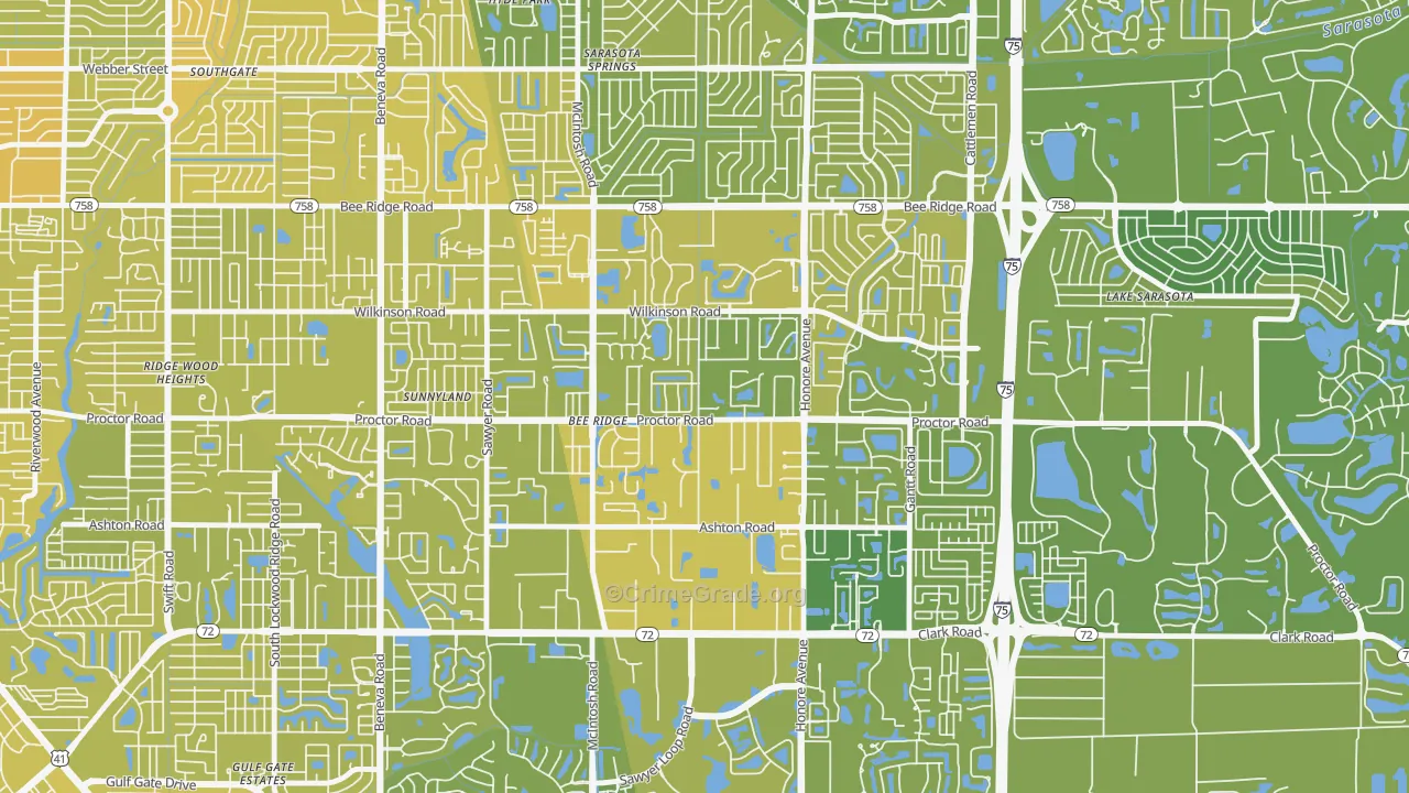 34233, FL Map of Vehicle Theft Rates
